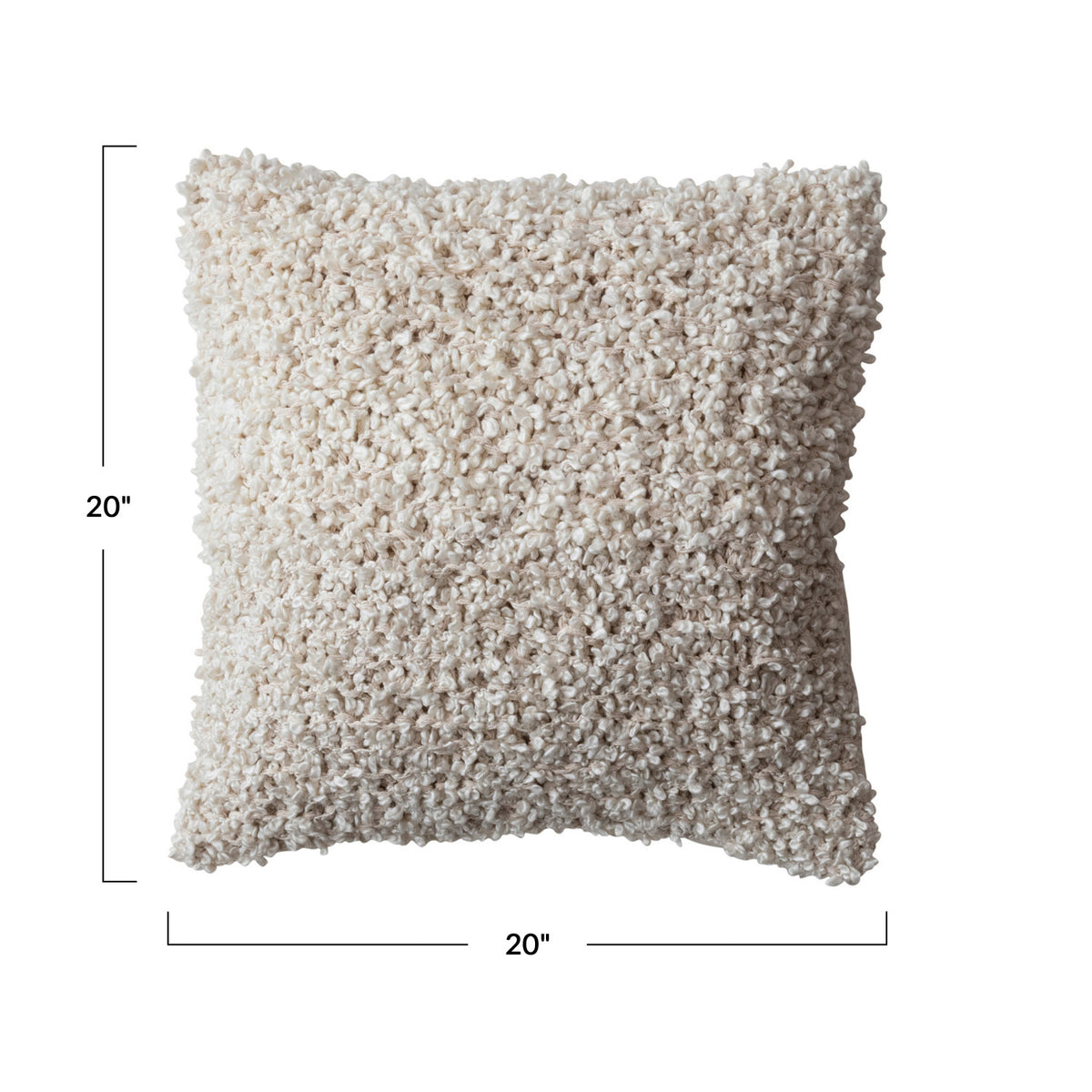 Square Woven Cotton Blend Bouclé Pillow Cream