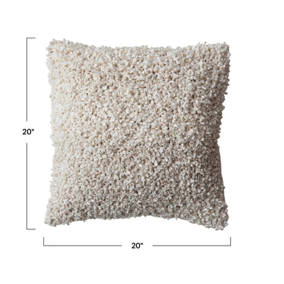 Square Woven Cotton Blend Bouclé Pillow Cream