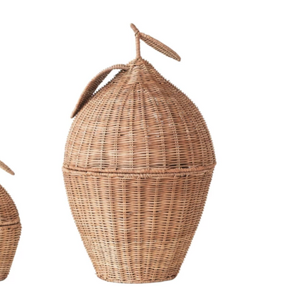 Rattan Lemon Shaped Basket w/ Lid