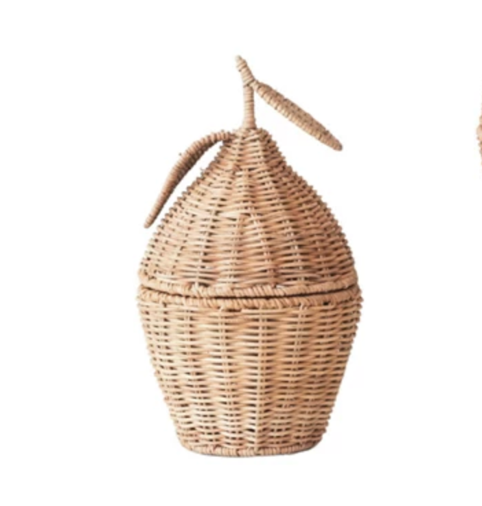 Rattan Lemon Shaped Basket w/ Lid