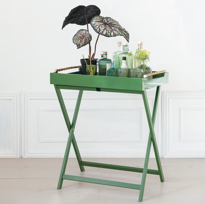 Folding Removable Tray Table Bamboo Handles Green