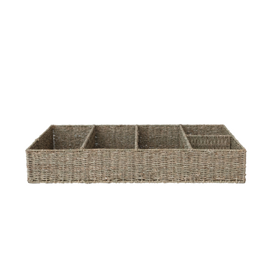 Hand Woven Seagrass Basket 5 Sections Natural