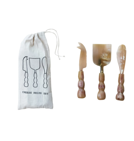 Natural Horn Cheese Servers Set of 3
