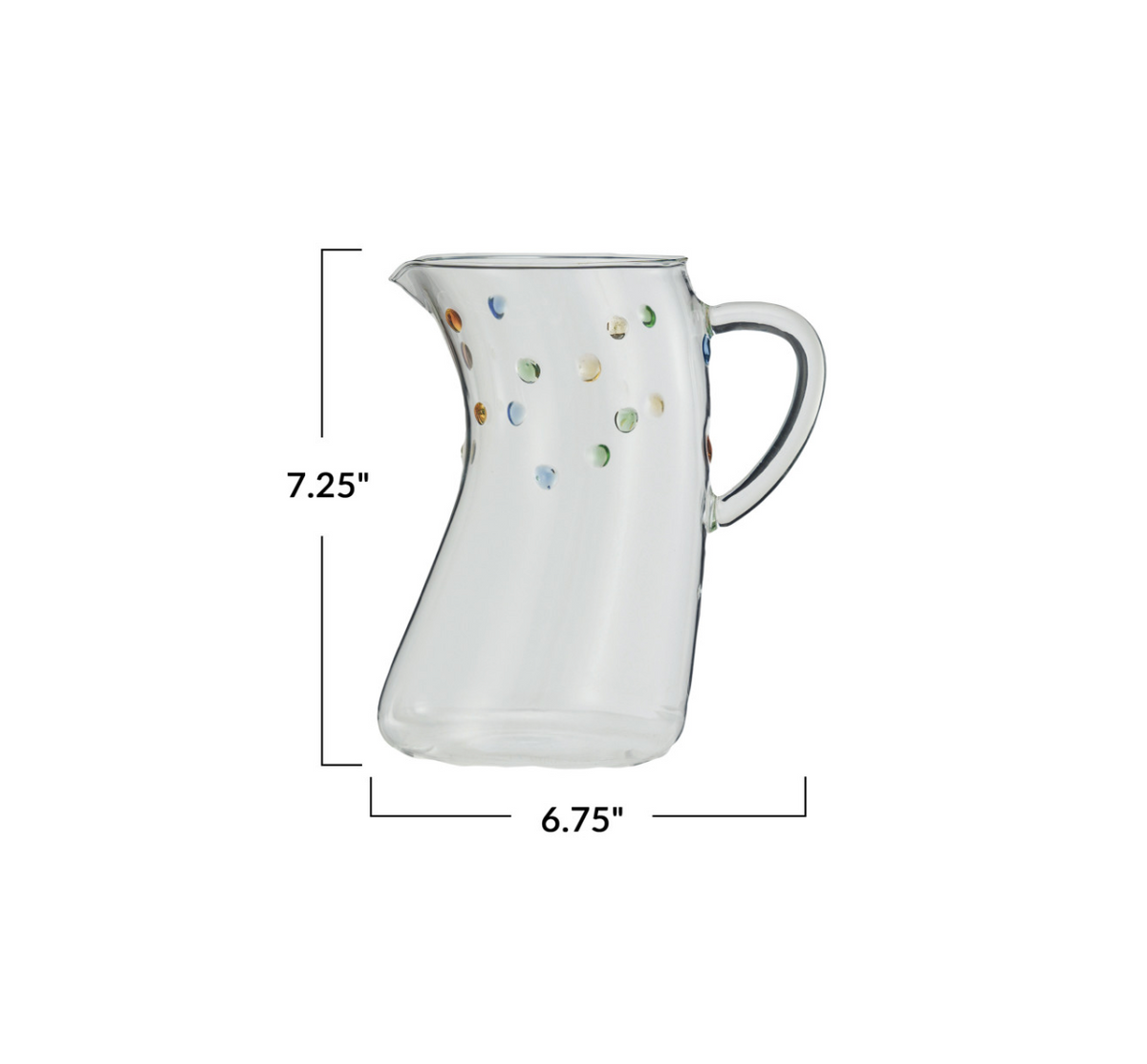 Glass Organic Shaped Pitcher w/ Raised Dots