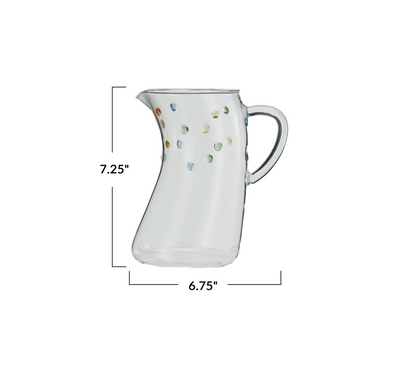 Glass Organic Shaped Pitcher w/ Raised Dots