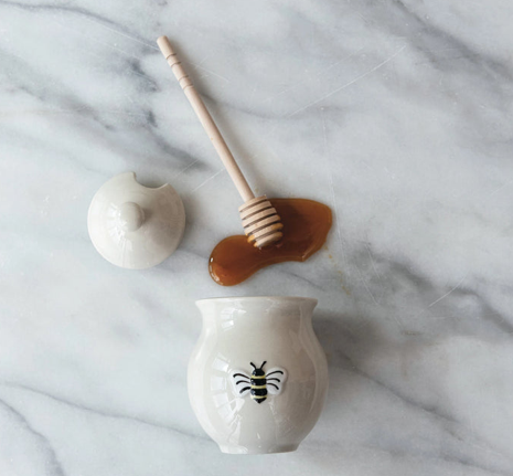 Honey Jar w Lid Dipper Multi