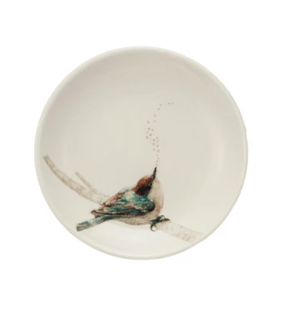 Stoneware Dish w Bird