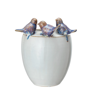 Stoneware Planter w 3 birds