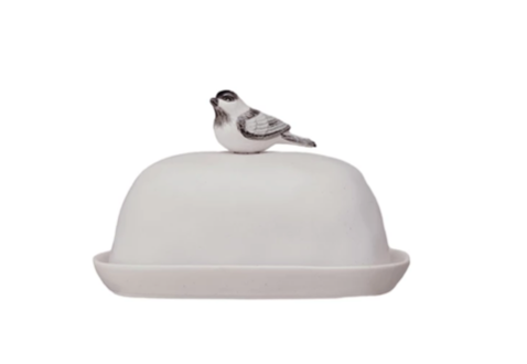 Butter Dish w Bird Shaped Handle