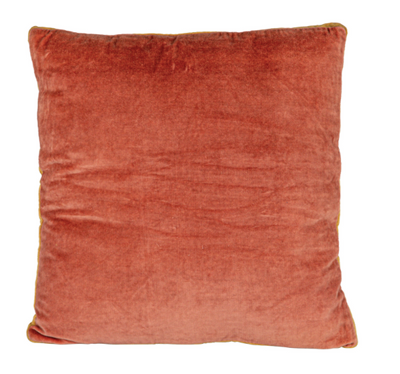 Square Cotton Velvet Pillow w Contrasting Gusset