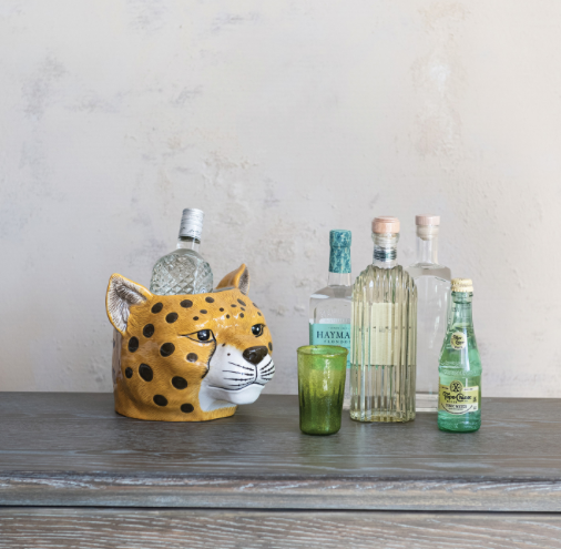 Ceramic Cheetah Head Planter Bottle Cooler