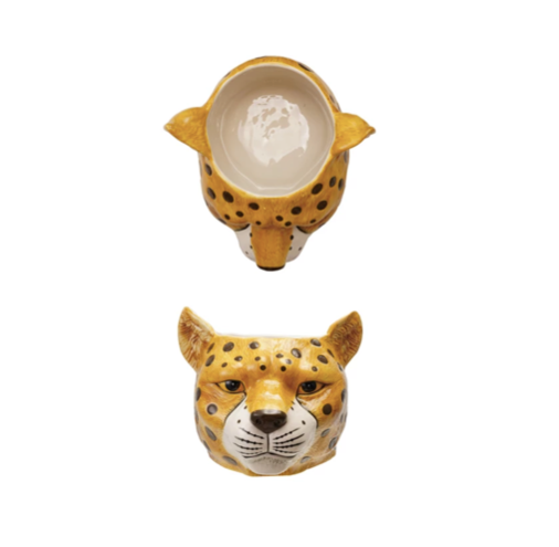 Ceramic Cheetah Head Planter Bottle Cooler