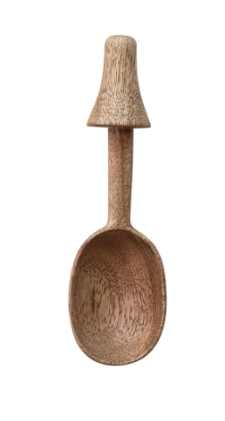 Wood Spoon with Mushroom Handle Natural