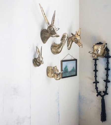 Cast Aluminum Rabbit Head with Monocle Mustache