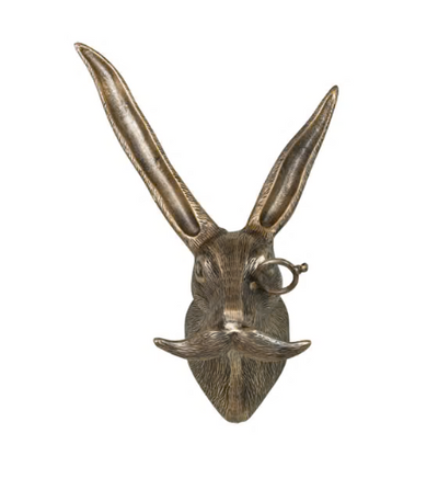 Cast Aluminum Rabbit Head with Monocle Mustache