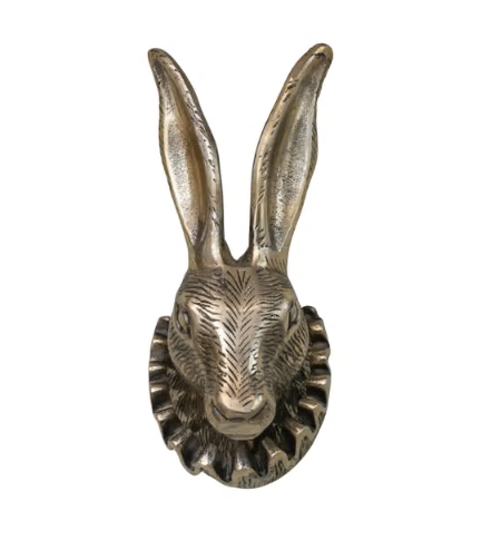 Cast Aluminum Rabbit Head with Ruff Collar