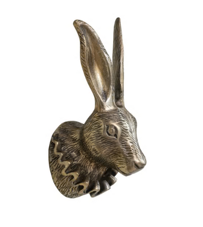 Cast Aluminum Rabbit Head with Ruff Collar