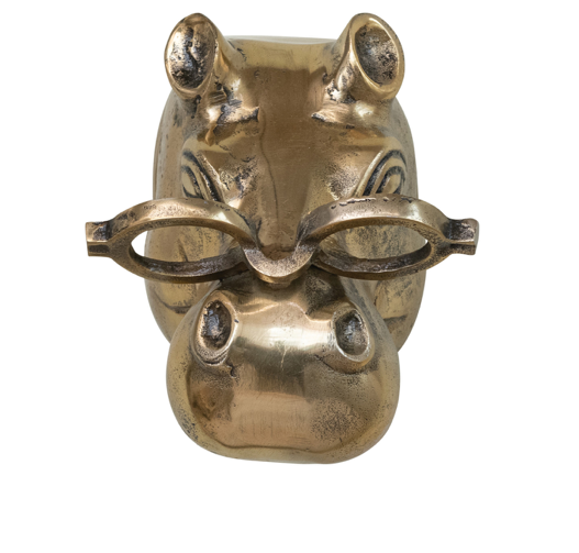 Cast Aluminum Hippo Head with Eyeglasses