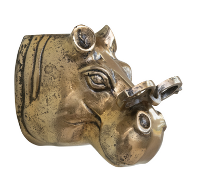 Cast Aluminum Hippo Head with Eyeglasses