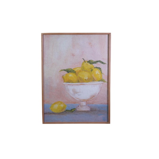 Wood Framed Glass with Lemons in Bowl