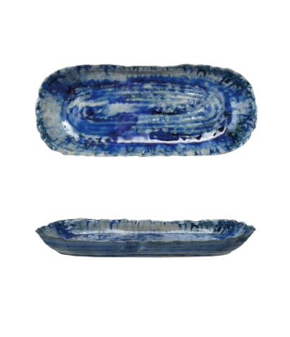 Stoneware Platter Blue