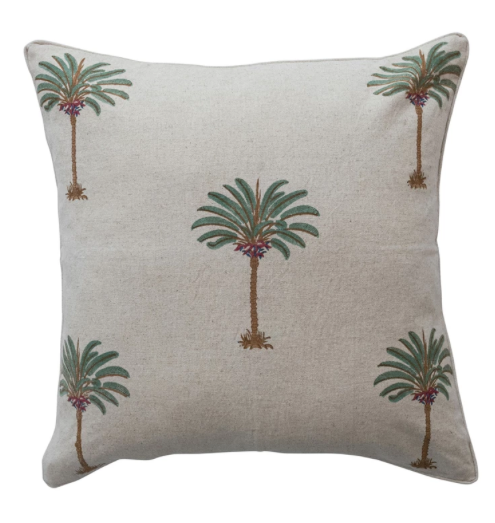 Square Cotton Linen Block Printed Pillow 24inch