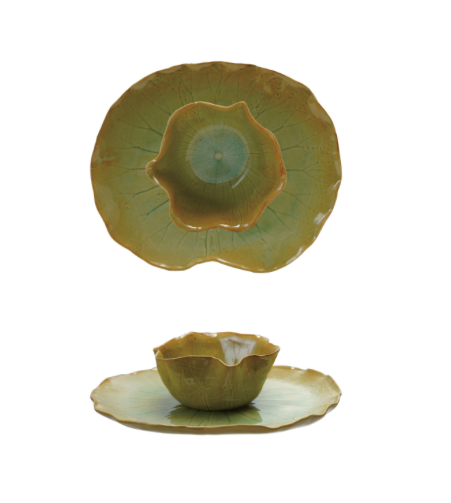 Lily Shaped Plate Green