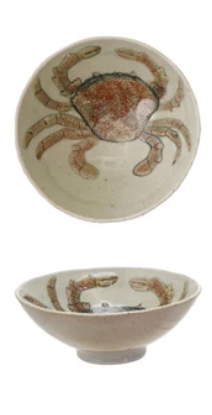 Bowl with Sea Life Crab Red