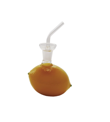 Glass Lemon Shaped Cruet with Stopper Opaque Yellow 12oz