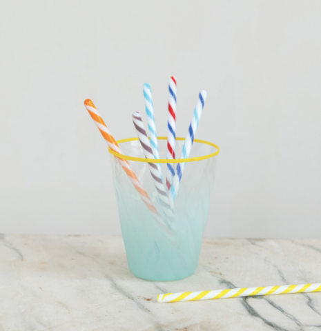 Glass Cocktail Stir Sticks w Stripes