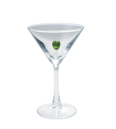 Martini Glass with Hand Blown Olive