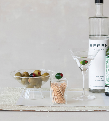 Martini Glass with Hand Blown Olive