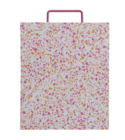 Resin Terrazzo Cheese Cutting Board wPink Enameled Metal Handle