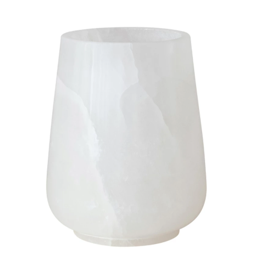 Alabaster Candle Holder Vase White