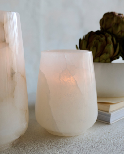 Alabaster Candle Holder Vase White