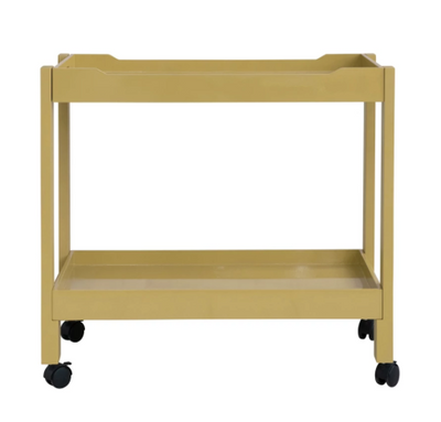 Acacia Wood Lacquered 2Tier Bar Cart on Casters Yellow