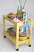 Acacia Wood Lacquered 2Tier Bar Cart on Casters Yellow