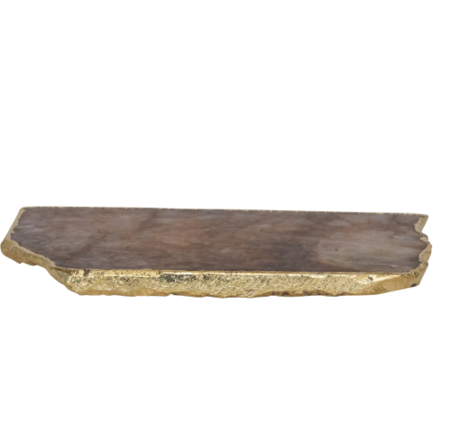 Agate Slab w Gold Electroplated Edge Natural