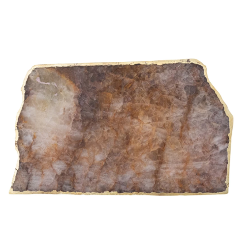 Agate Slab w Gold Electroplated Edge Natural