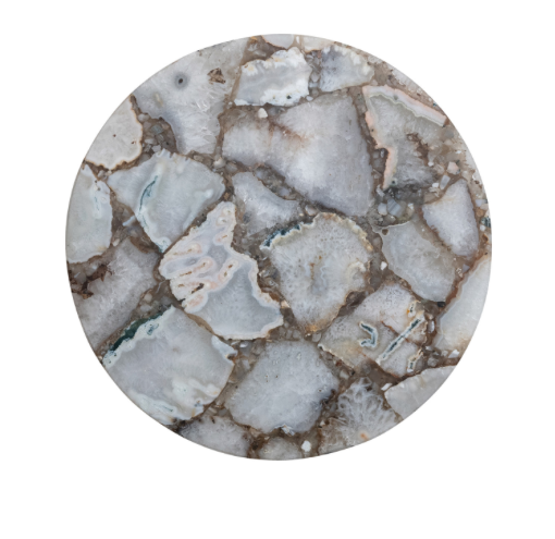 Agate Lazy Susan w Mango Wood Base Natural