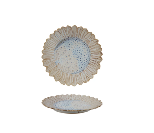 Flower Shaped Plate White Blue