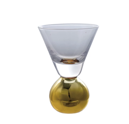 Shot Glass w Gold Electroplated Ball Stem