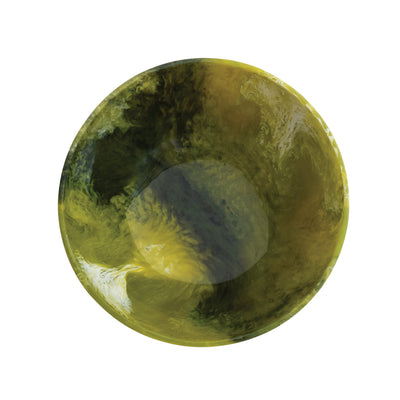 Footed Bowl w Gold Finish Metal Wrap Green