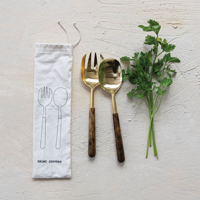 Salad Servers with Resin Handles