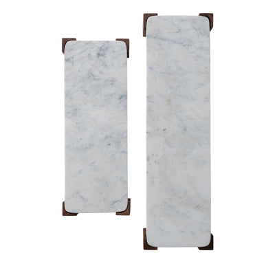Marble Acacia Wood Nesting Pedestal