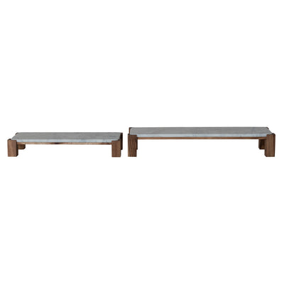 Marble Acacia Wood Nesting Pedestal