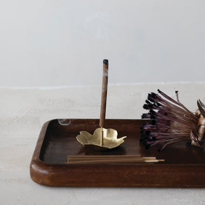 Brass Flower Shaped Incense Holder Matte Finish