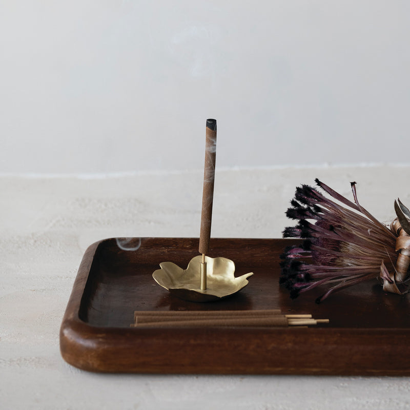 Brass Flower Shaped Incense Holder Matte Finish