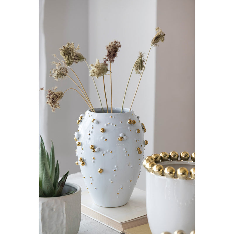 Vase with 3D Gold Electroplated Balls White