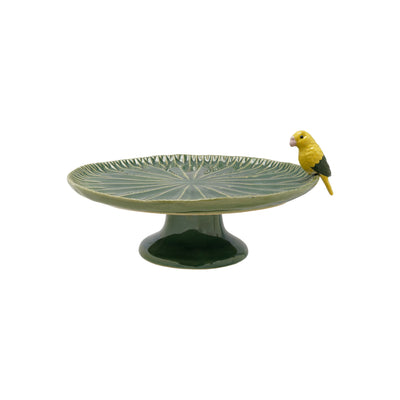 Pedestal with 3D Bird Green Yellow